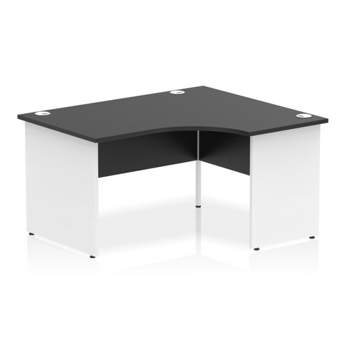 Impulse 1400mm Right Crescent Office Desk Black Top White Panel End Leg