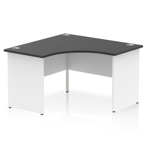 Impulse 1200mm Corner Office Desk Black Top White Panel End Leg