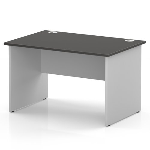 Impulse 1200 x 800mm Straight Office Desk Carbon Grey Top White Panel End Leg