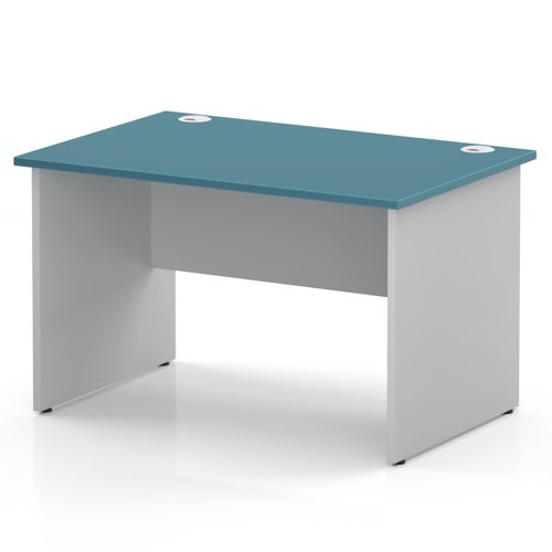 Impulse 1200 x 800mm Straight Office Desk Dark Teal Top White Panel End Leg