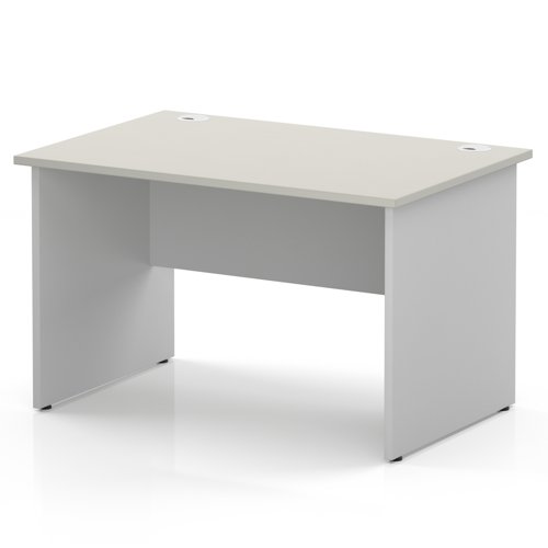 Impulse 1200 x 800mm Straight Office Desk Dove Grey Top White Panel End Leg