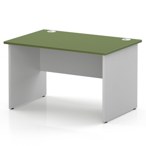 Impulse 1200 x 800mm Straight Office Desk Moss Green Top White Panel End Leg