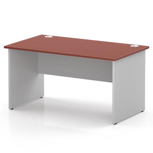 Impulse 1400 x 800mm Straight Office Desk Brick Red Top White Panel End Leg