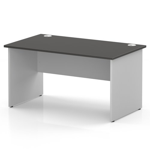Impulse 1400 x 800mm Straight Office Desk Carbon Grey Top White Panel End Leg