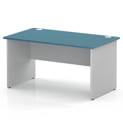 Impulse 1400 x 800mm Straight Office Desk Dark Teal Top White Panel End Leg
