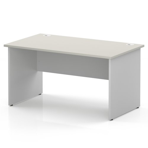 Impulse 1400 x 800mm Straight Office Desk Dove Grey Top White Panel End Leg