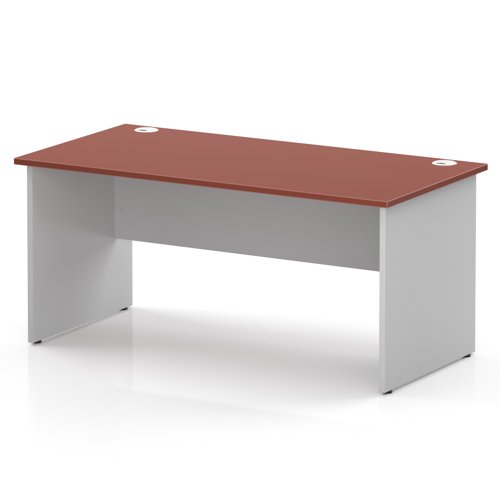 Impulse 1600 x 800mm Straight Office Desk Brick Red Top White Panel End Leg
