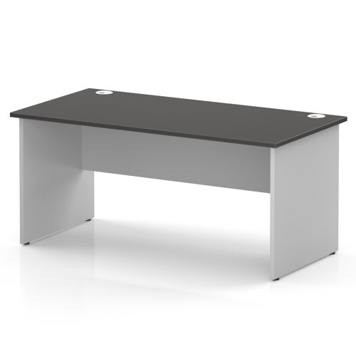 Impulse 1600 x 800mm Straight Office Desk Carbon Grey Top White Panel End Leg