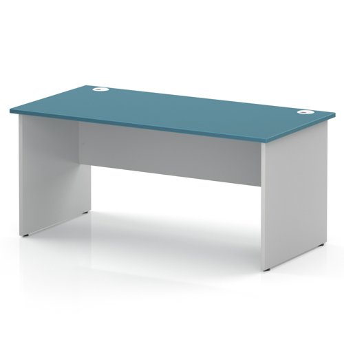 Impulse 1600 x 800mm Straight Office Desk Dark Teal Top White Panel End Leg