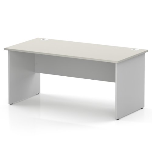 Impulse 1600 x 800mm Straight Office Desk Dove Grey Top White Panel End Leg