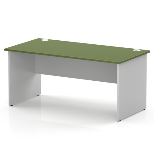 Impulse 1600 x 800mm Straight Office Desk Moss Green Top White Panel End Leg