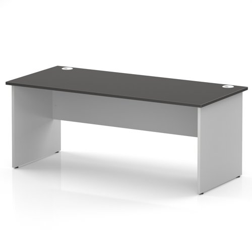 Impulse 1800 x 800mm Straight Office Desk Carbon Grey Top White Panel End Leg