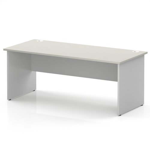 Impulse 1800 x 800mm Straight Office Desk Dove Grey Top White Panel End Leg