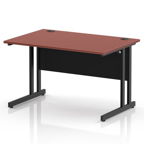 Impulse 1200 x 800mm Straight Office Desk Brick Red Top Black Cantilever Leg