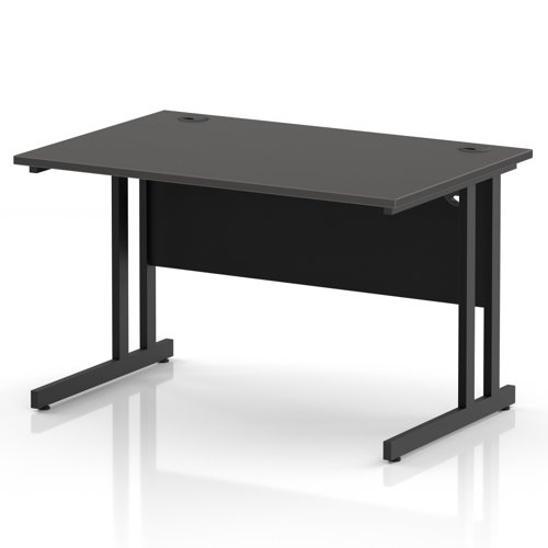 Impulse 1200 x 800mm Straight Office Desk Carbon Grey Top Black Cantilever Leg