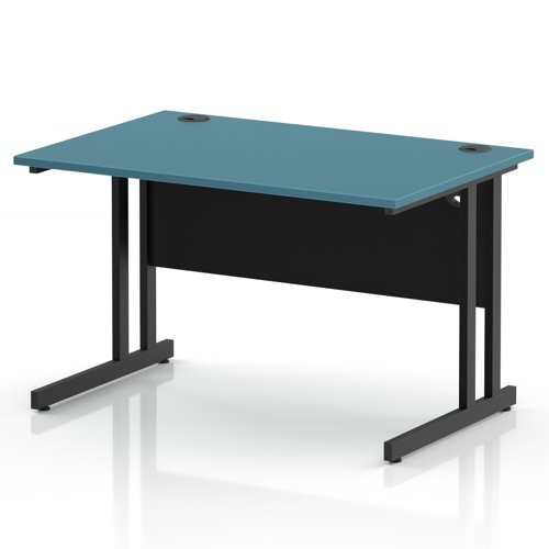 Impulse 1200 x 800mm Straight Office Desk Dark Teal Top Black Cantilever Leg