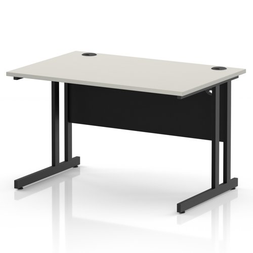 Impulse 1200 x 800mm Straight Office Desk Dove Grey Top Black Cantilever Leg