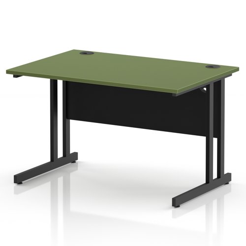 Impulse 1200 x 800mm Straight Office Desk Moss Green Top Black Cantilever Leg