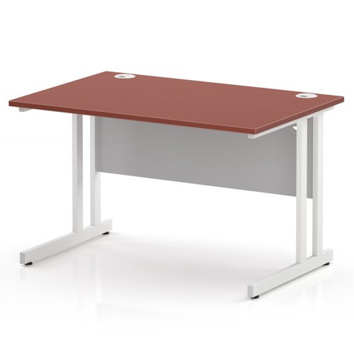Impulse 1200 x 800mm Straight Office Desk Brick Red Top White Cantilever Leg