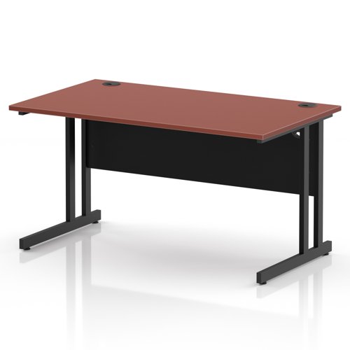 Impulse 1400 x 800mm Straight Office Desk Brick Red Top Black Cantilever Leg