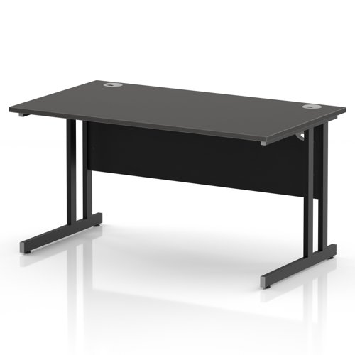 Impulse 1400 x 800mm Straight Office Desk Carbon Grey Top Black Cantilever Leg