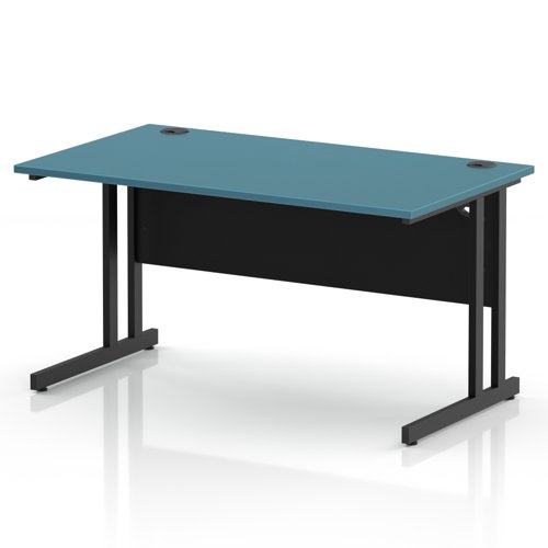 Impulse 1400 x 800mm Straight Office Desk Dark Teal Top Black Cantilever Leg