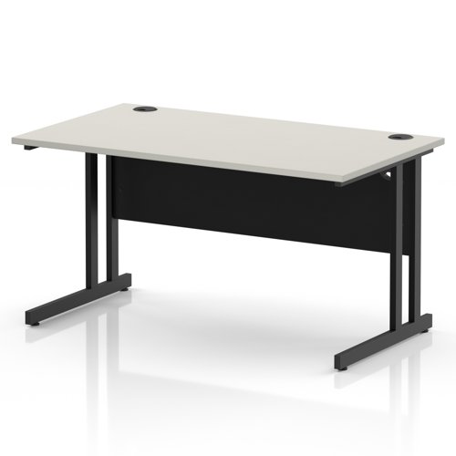 Impulse 1400 x 800mm Straight Office Desk Dove Grey Top Black Cantilever Leg