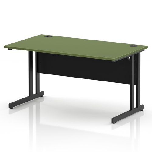 Impulse 1400 x 800mm Straight Office Desk Moss Green Top Black Cantilever Leg
