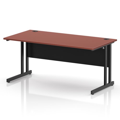 Impulse 1600 x 800mm Straight Office Desk Brick Red Top Black Cantilever Leg