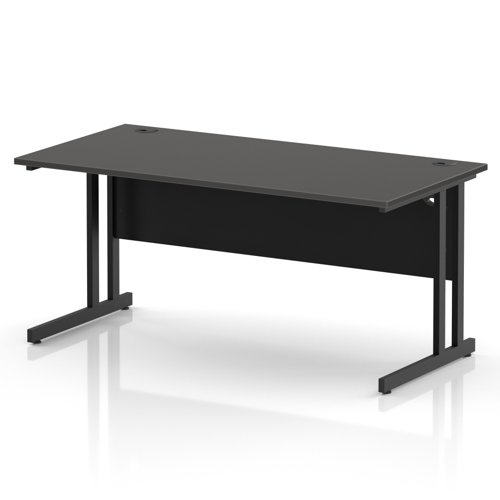 Impulse 1600 x 800mm Straight Office Desk Carbon Grey Top Black Cantilever Leg