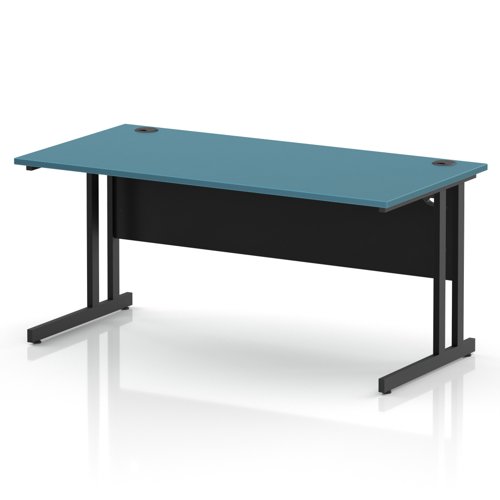 Impulse 1600 x 800mm Straight Office Desk Dark Teal Top Black Cantilever Leg