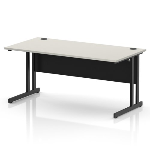 Impulse 1600 x 800mm Straight Office Desk Dove Grey Top Black Cantilever Leg