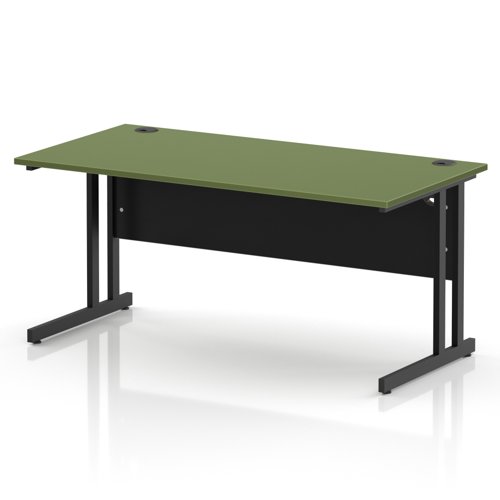 Impulse 1600 x 800mm Straight Office Desk Moss Green Top Black Cantilever Leg