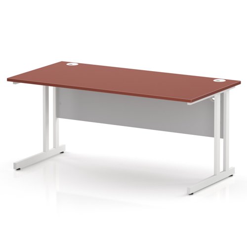 Impulse 1600 x 800mm Straight Office Desk Brick Red Top White Cantilever Leg