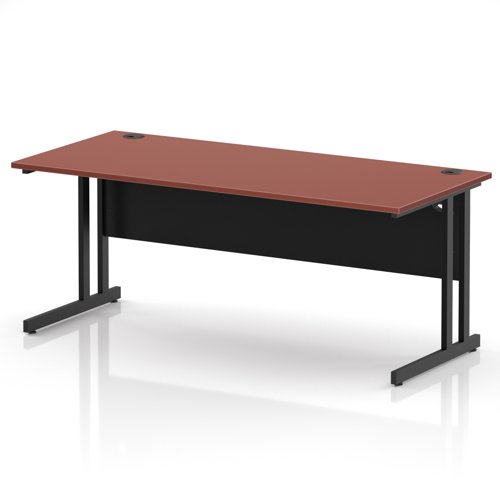 Impulse 1800 x 800mm Straight Office Desk Brick Red Top Black Cantilever Leg