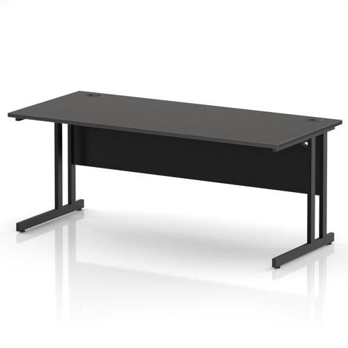 Impulse 1800 x 800mm Straight Office Desk Carbon Grey Top Black Cantilever Leg