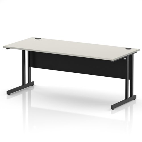 Impulse 1800 x 800mm Straight Office Desk Dove Grey Top Black Cantilever Leg