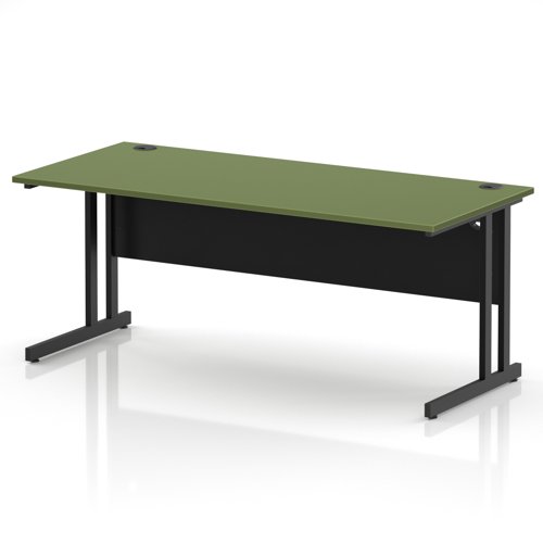 Impulse 1800 x 800mm Straight Office Desk Moss Green Top Black Cantilever Leg