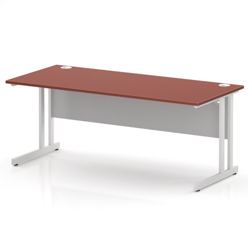 Impulse 1800 x 800mm Straight Office Desk Brick Red Top White Cantilever Leg