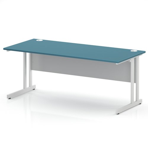 Impulse 1800 x 800mm Straight Office Desk Dark Teal Top White Cantilever Leg