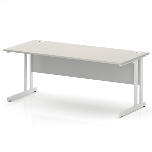 Impulse 1800 x 800mm Straight Office Desk Dove Grey Top White Cantilever Leg