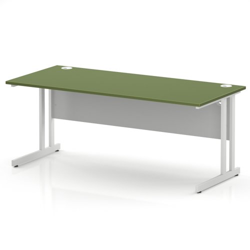 Impulse 1800 x 800mm Straight Office Desk Moss Green Top White Cantilever Leg