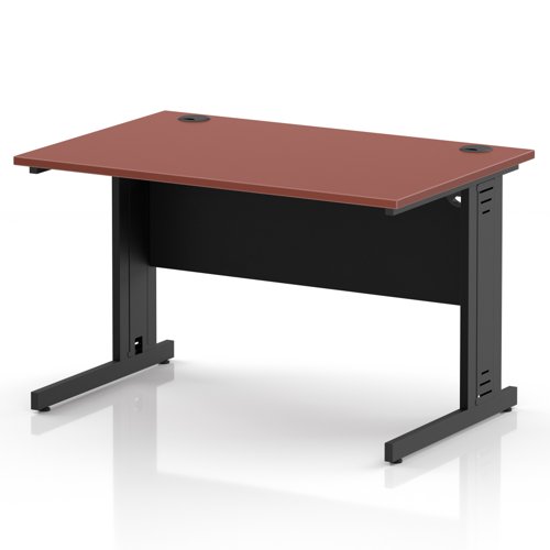 Impulse 1200 x 800mm Straight Office Desk Brick Red Top Black Cable Managed Leg