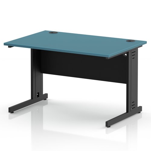 Impulse 1200 x 800mm Straight Office Desk Dark Teal Top Black Cable Managed Leg