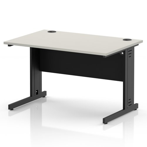 Impulse 1200 x 800mm Straight Office Desk Dove Grey Top Black Cable Managed Leg