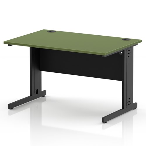 Impulse 1200 x 800mm Straight Office Desk Moss Green Top Black Cable Managed Leg