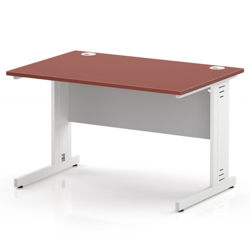 Impulse 1200 x 800mm Straight Office Desk Brick Red Top White Cable Managed Leg