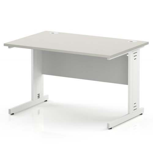 Impulse 1200 x 800mm Straight Office Desk Dove Grey Top White Cable Managed Leg