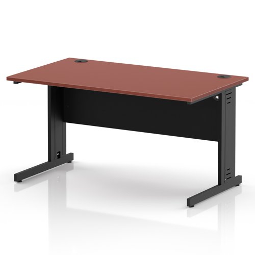Impulse 1400 x 800mm Straight Office Desk Brick Red Top Black Cable Managed Leg