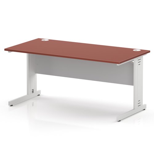 Impulse 1600 x 800mm Straight Office Desk Brick Red Top White Cable Managed Leg